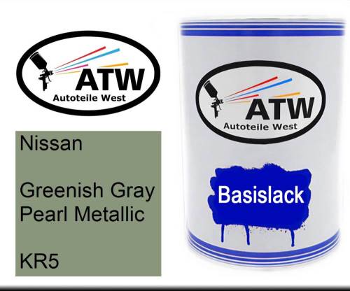 Nissan, Greenish Gray Pearl Metallic, KR5: 500ml Lackdose, von ATW Autoteile West.